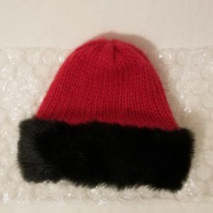 Women's Red Fur lined Beanie